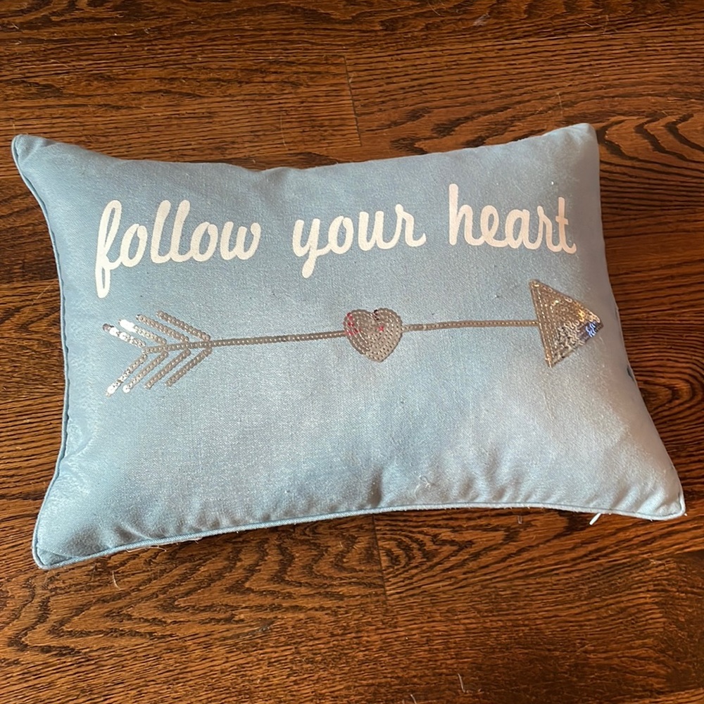 Decorative pillow follow your heart like new